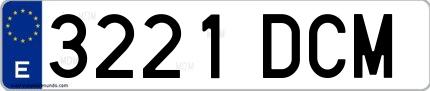 Ejemplo de matrícula española 3221 DCM