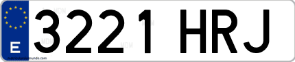 Ejemplo de matrícula de coche ordinaria 3221 HRJ