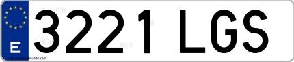 Ejemplo de matrícula española 3221 LGS
