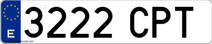 Ejemplo de matrícula española 3222 CPT