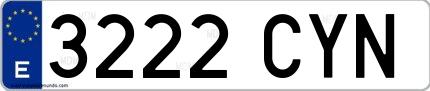 Ejemplo de matrícula española 3222 CYN