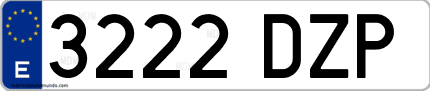 Ejemplo de matrícula de coche ordinaria 3222 DZP