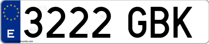 Ejemplo de matrícula de coche ordinaria 3222 GBK