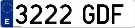 Ejemplo de matrícula española 3222 GDF