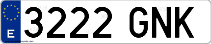 Ejemplo de matrícula de coche ordinaria 3222 GNK