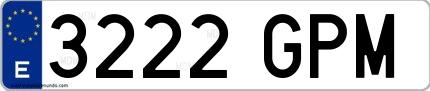 Ejemplo de matrícula española 3222 GPM
