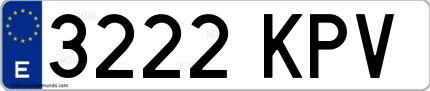 Ejemplo de matrícula española 3222 KPV