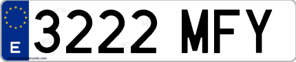 Ejemplo de matrícula de coche ordinaria 3222 MFY