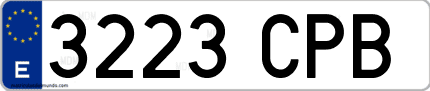 Ejemplo de matrícula de coche ordinaria 3223 CPB
