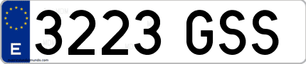 Ejemplo de matrícula de coche ordinaria 3223 GSS