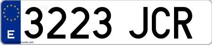 Ejemplo de matrícula española 3223 JCR