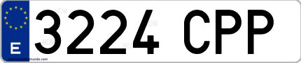Ejemplo de matrícula de coche ordinaria 3224 CPP