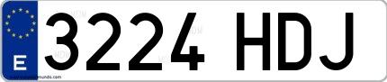 Ejemplo de matrícula española 3224 HDJ