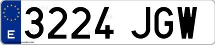 Ejemplo de matrícula española 3224 JGW