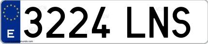 Ejemplo de matrícula española 3224 LNS