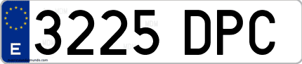 Ejemplo de matrícula de coche ordinaria 3225 DPC