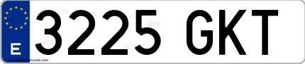 Ejemplo de matrícula española 3225 GKT