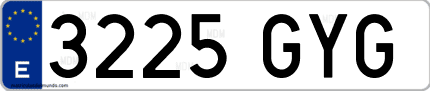 Ejemplo de matrícula de coche ordinaria 3225 GYG