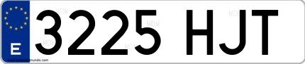 Ejemplo de matrícula española 3225 HJT