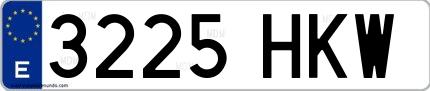 Ejemplo de matrícula española 3225 HKW