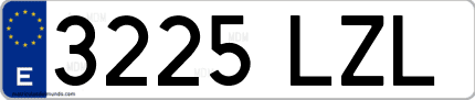 Ejemplo de matrícula de coche ordinaria 3225 LZL