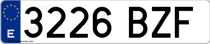 Ejemplo de matrícula de coche ordinaria 3226 BZF