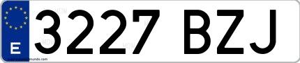Ejemplo de matrícula española 3227 BZJ