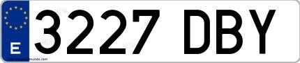 Ejemplo de matrícula española 3227 DBY