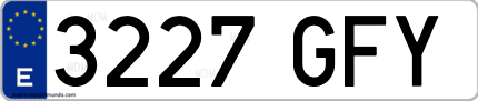 Ejemplo de matrícula de coche ordinaria 3227 GFY