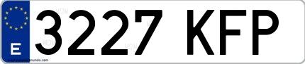 Ejemplo de matrícula española 3227 KFP