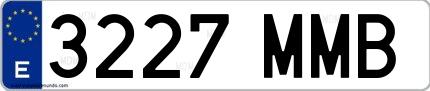 Ejemplo de matrícula española 3227 MMB