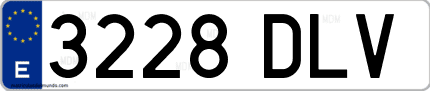 Ejemplo de matrícula de coche ordinaria 3228 DLV