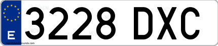 Ejemplo de matrícula de coche ordinaria 3228 DXC