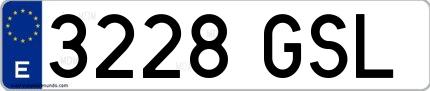 Ejemplo de matrícula española 3228 GSL