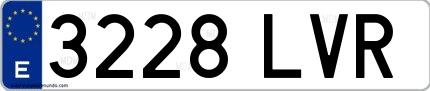 Ejemplo de matrícula española 3228 LVR