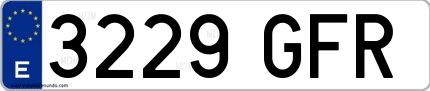 Ejemplo de matrícula española 3229 GFR