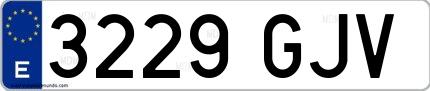 Ejemplo de matrícula española 3229 GJV