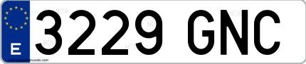 Ejemplo de matrícula española 3229 GNC