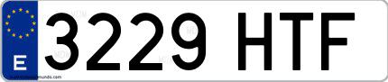 Ejemplo de matrícula española 3229 HTF