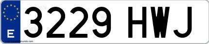 Ejemplo de matrícula española 3229 HWJ