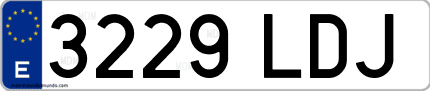 Ejemplo de matrícula de coche ordinaria 3229 LDJ
