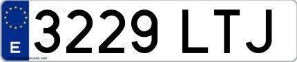 Ejemplo de matrícula española 3229 LTJ