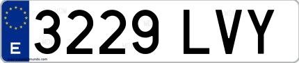 Ejemplo de matrícula española 3229 LVY