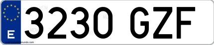 Ejemplo de matrícula española 3230 GZF