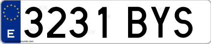 Ejemplo de matrícula de coche ordinaria 3231 BYS