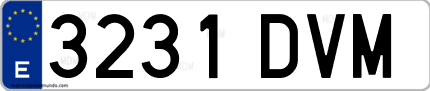 Ejemplo de matrícula de coche ordinaria 3231 DVM