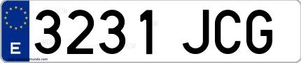 Ejemplo de matrícula española 3231 JCG