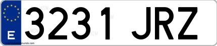 Ejemplo de matrícula española 3231 JRZ