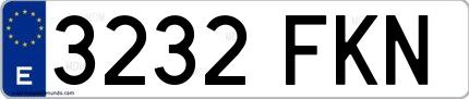 Ejemplo de matrícula española 3232 FKN