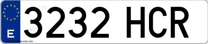 Ejemplo de matrícula española 3232 HCR